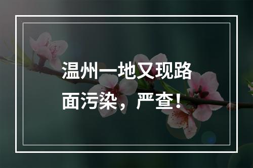 温州一地又现路面污染，严查！