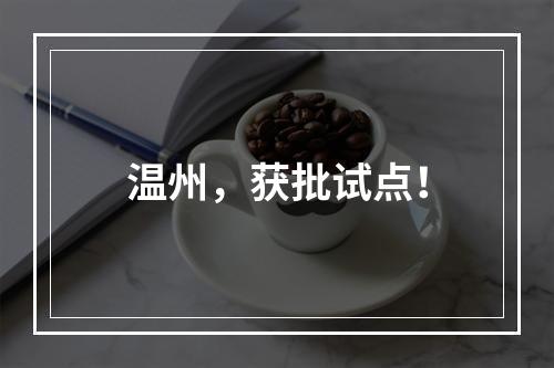 温州，获批试点！