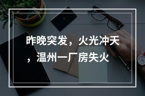 昨晚突发，火光冲天，温州一厂房失火