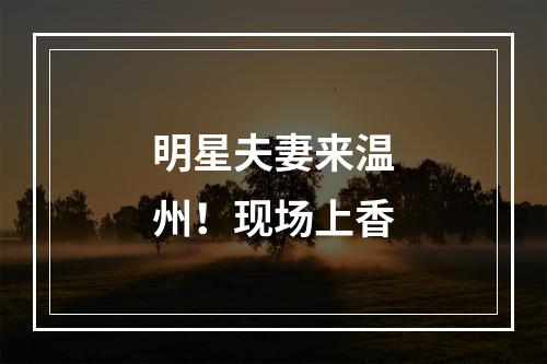 明星夫妻来温州！现场上香