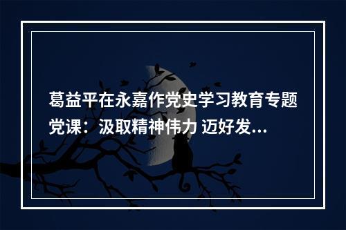 葛益平在永嘉作党史学习教育专题党课：汲取精神伟力 迈好发展步伐