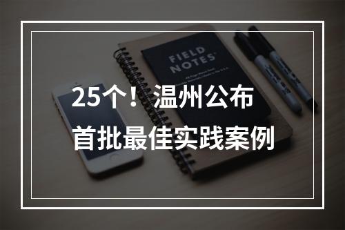 25个！温州公布首批最佳实践案例