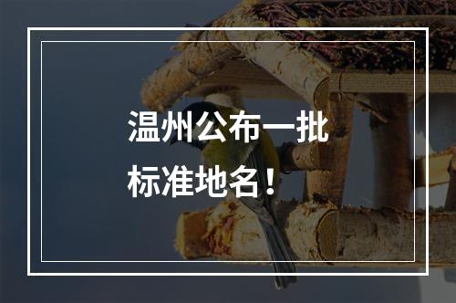 温州公布一批标准地名！