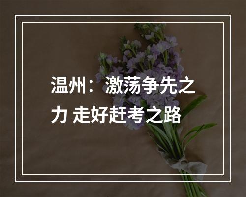 温州：激荡争先之力 走好赶考之路
