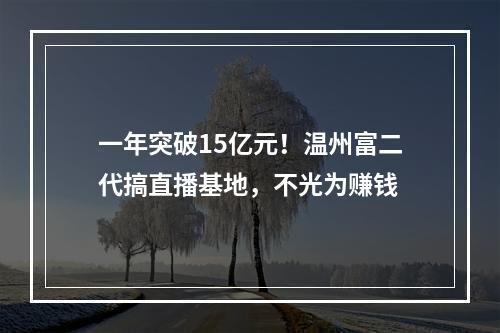 一年突破15亿元！温州富二代搞直播基地，不光为赚钱