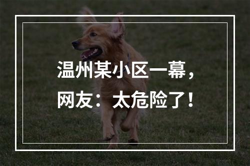 温州某小区一幕，网友：太危险了！