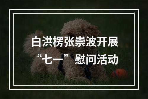 白洪楞张崇波开展“七一”慰问活动