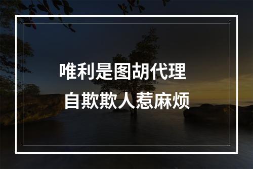 唯利是图胡代理   自欺欺人惹麻烦