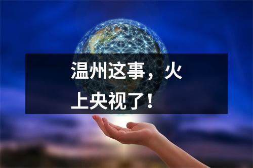 温州这事，火上央视了！