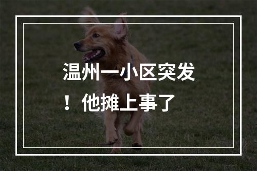 温州一小区突发！他摊上事了