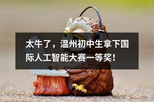 太牛了，温州初中生拿下国际人工智能大赛一等奖！