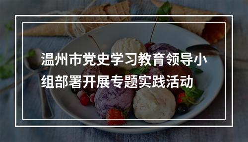温州市党史学习教育领导小组部署开展专题实践活动