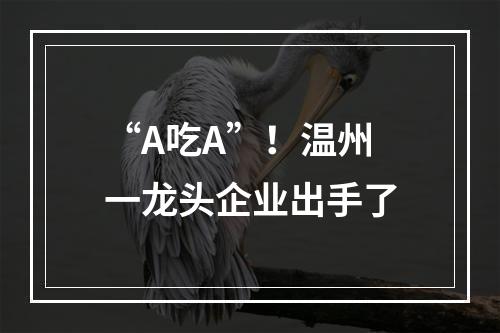 “A吃A”！温州一龙头企业出手了