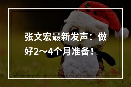张文宏最新发声：做好2～4个月准备！