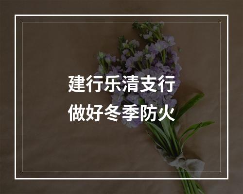建行乐清支行做好冬季防火