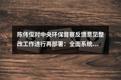 陈伟俊对中央环保督察反馈意见整改工作进行再部署：全面系统彻底抓好整改