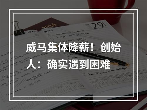 威马集体降薪！创始人：确实遇到困难