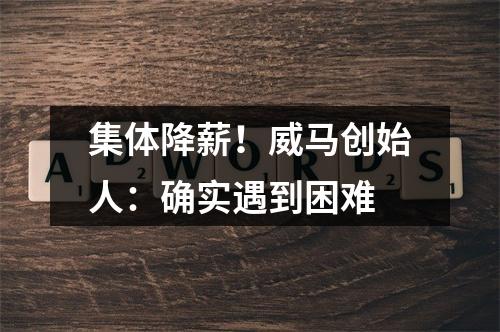 集体降薪！威马创始人：确实遇到困难