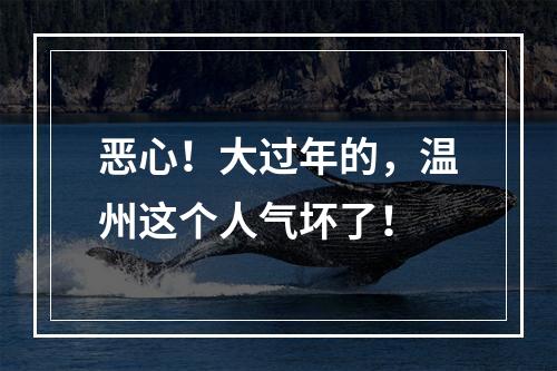 恶心！大过年的，温州这个人气坏了！