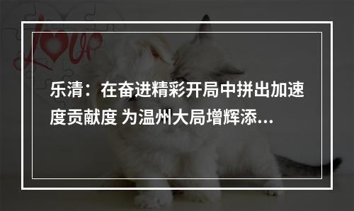 乐清：在奋进精彩开局中拼出加速度贡献度 为温州大局增辉添彩