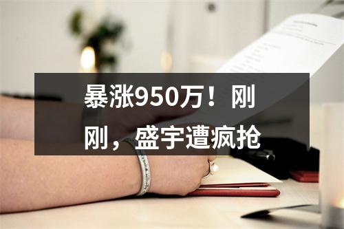 暴涨950万！刚刚，盛宇遭疯抢