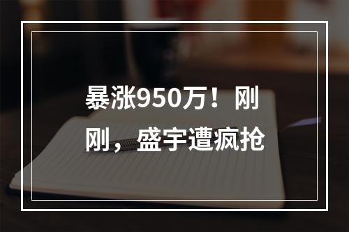 暴涨950万！刚刚，盛宇遭疯抢