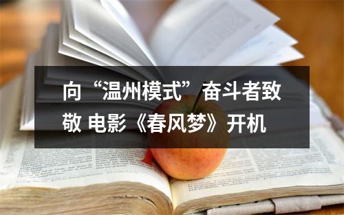 向“温州模式”奋斗者致敬 电影《春风梦》开机