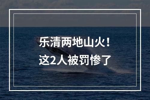 乐清两地山火！这2人被罚惨了