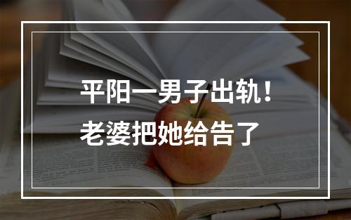 平阳一男子出轨！老婆把她给告了