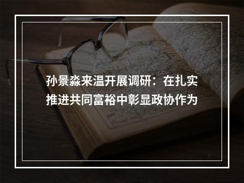 孙景淼来温开展调研：在扎实推进共同富裕中彰显政协作为