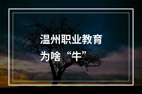 温州职业教育为啥“牛”