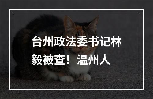 台州政法委书记林毅被查！温州人