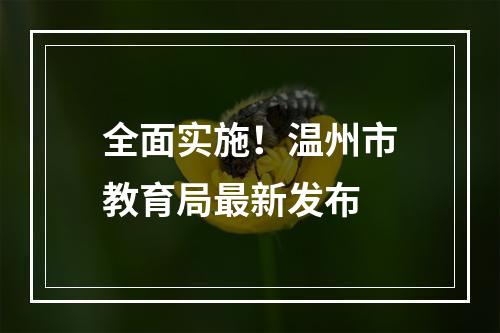 全面实施！温州市教育局最新发布