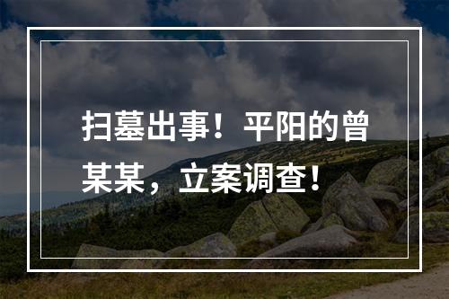 扫墓出事！平阳的曾某某，立案调查！