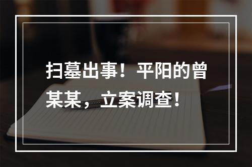 扫墓出事！平阳的曾某某，立案调查！