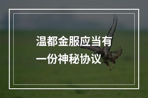 温都金服应当有一份神秘协议