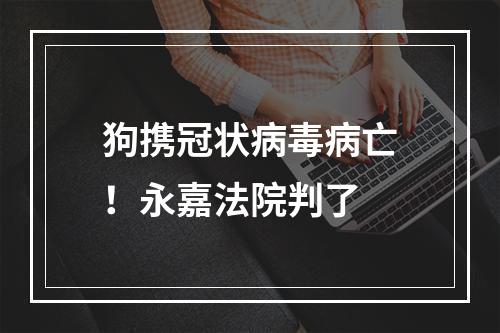 狗携冠状病毒病亡！永嘉法院判了