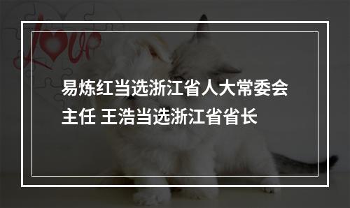 易炼红当选浙江省人大常委会主任 王浩当选浙江省省长