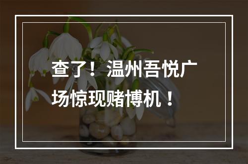 查了！温州吾悦广场惊现赌博机 ！