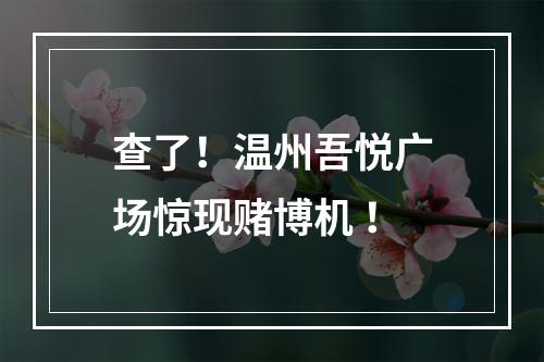 查了！温州吾悦广场惊现赌博机 ！