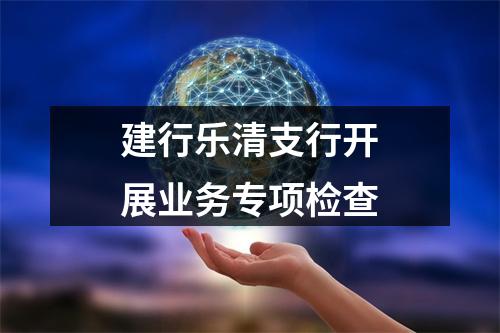 建行乐清支行开展业务专项检查