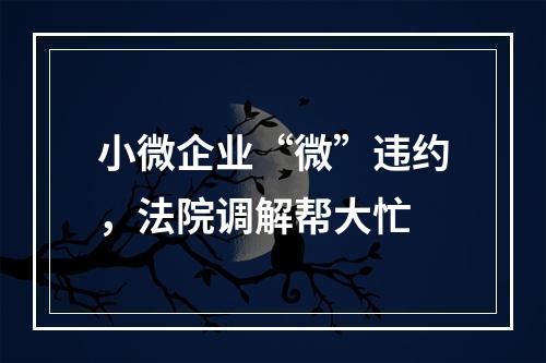 小微企业“微”违约，法院调解帮大忙
