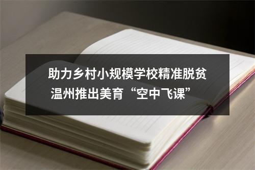 助力乡村小规模学校精准脱贫 温州推出美育“空中飞课”
