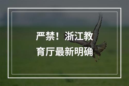 严禁！浙江教育厅最新明确
