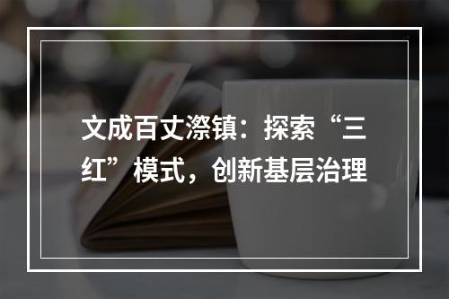 文成百丈漈镇：探索“三红”模式，创新基层治理