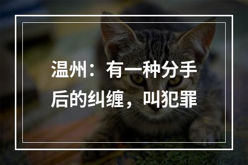 温州：有一种分手后的纠缠，叫犯罪