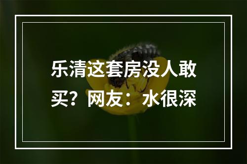 乐清这套房没人敢买？网友：水很深