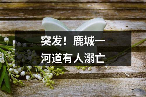 突发！鹿城一河道有人溺亡