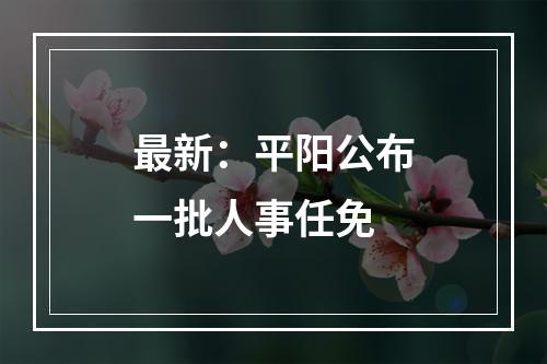 最新：平阳公布一批人事任免