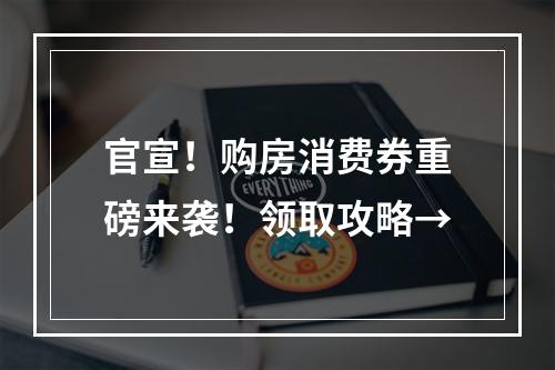 官宣！购房消费券重磅来袭！领取攻略→